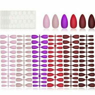 Detailed information about the product 144 Pieces Matte Press On Nail Full Cover Fake Nails 6 Solid Colors Stiletto Fake Nails Almond False Nails