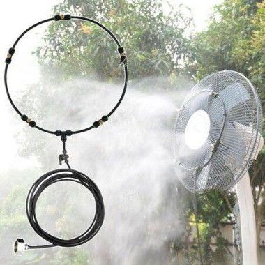 14inch Spray ring 6m Tube Fan Misting Kit Outdoor Cooling System Mist Brass Nozzles Sprayer Brass Adapter for Cooling Patio Garden Greenhouse