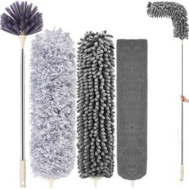 1.4M Microfiber Dusters For Cleaning High Ceilings Extendable Dusters With Extension Pole 5PCS Fan High Ceilings Computer Blinds Furniture & Cars