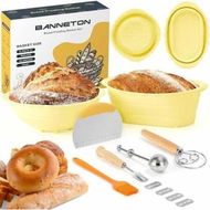 Detailed information about the product 15 Piece Silicone Fermentation Basket Set Foldable Baking Dough Bowl Bread Fermentation
