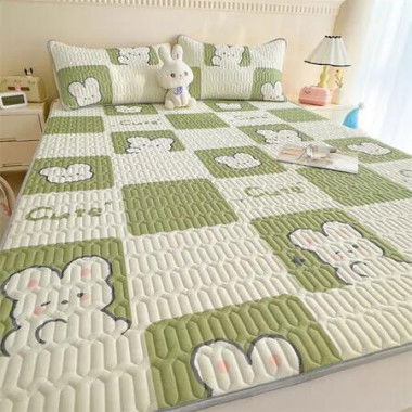 150*200cm 3p Set Latex Bedding Mat Summer Cool Silky Pillow Case Breathable Antibacterial Foldable Washable Kids Gift