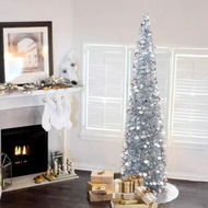 Detailed information about the product 150cm Pop Up Christmas Tree,Collapsible Christmas Tinsel Tree Artificial Tree Christmas Decoration for Holiday Home Office Party Color Silver