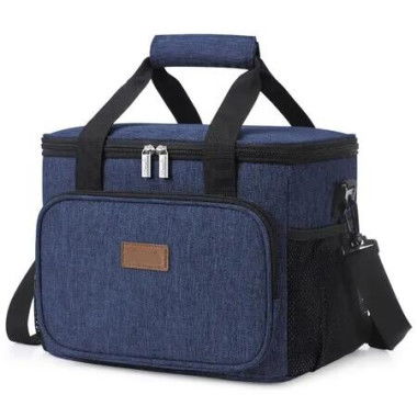 15L Large Crossbody Lunch Bag Insulated Lunch Box Cooler Cooling Tote With Insulated Layer for Picnic,Work,School,Travel Color Navy Blue