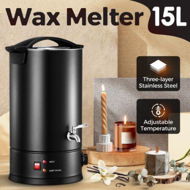 Detailed information about the product 15L Wax Melter Candle Making Large Melting Pot Furnace Electric Soy Soap Maker Machine Quick Pour Spout Temperature Control 1800W Commercial