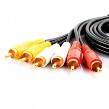 1.5m/5ft Triple 3-RCA Composite AV Audio Video Cable Cord Gold Plated.