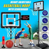 Detailed information about the product 1.6-2m Basketball Hoop Ring Stand System with Scoreboard Rim Net Ball Portable Backboard Kids Adults Training Station Playground Adjustable Height