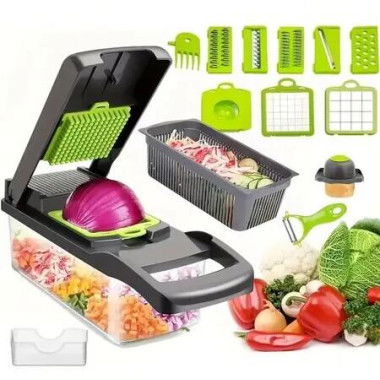 16 in 1 Multifunctional Mandoline Slicer with 8 Blades Veggie Chopper Food Dicer Onion Chopper Cucumber Slicer Cheese Grater Egg Separator