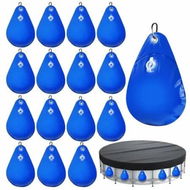 Detailed information about the product 16 Pack Pool Cover Weights with Hooks,Leakproof Swimming Pool Cover Hanging Bag Thick PVC Pool Water Bags,Antifreezing Winter Pool Tarp Weights