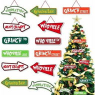 Detailed information about the product 16 Pack Welcome to Whoville Hanging Paper Christmas Tree Ornaments, Grinch's Lair Themed Winter Christmas Tree Ornaments