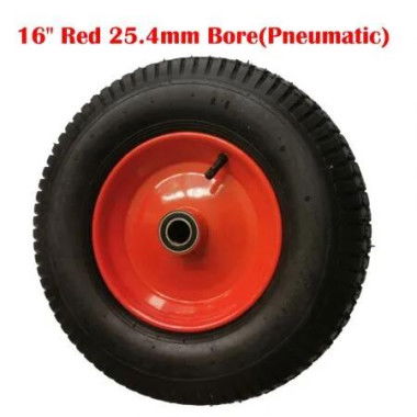 16 Red 25.4mm Bore(Pneumatic) Tire Steel Rim for Hand Trolley Cart