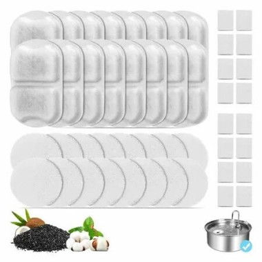 16 Set Replacement Filters for 7L Stainless Steel Dog Dispenser, Cat Water Filters, Triple Action Pet Fountain Filters Dog Fountain Filter