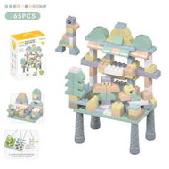 Detailed information about the product 165PCS Large Particle Wheat Straw Building Block Set With Building Block Table Wrap For Birthdays Christmas Surprise For aged 3 and up