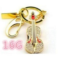 Detailed information about the product 16G Shiny Crystal Diamond Guitar USB Flash Drive Gold
