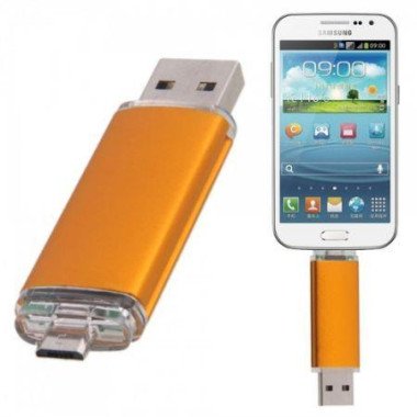 16GB Fashionable OTG USB Flash Drive For Smartphone/Tablet PC - Gold.