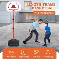 Detailed information about the product 1.6m-2.4m Large Kids Portable Basketball Hoop Stand System Set Adjustable Height Net Ring Ball