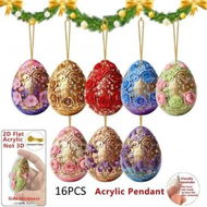 Detailed information about the product 16PCS Easter Egg Acrylic Exquisite Relief 2D Ornaments Home Decor Hanging Decorations Holiday Gift Presents