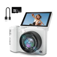 Detailed information about the product 16X Zoom 4K Digital Camera for Photography and Video with 128G Memory Card, Point and Shoot Digital Cameras with Flip Screen for YouTube Video Recording