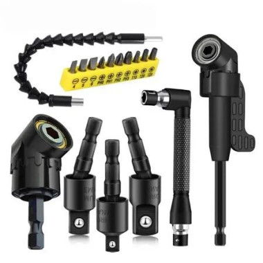 17 Drill Bit Extensions,Including 3 Rotating Socket Adapters,2 Pcs 105 Degree Hex Shank,Right Angle Drill Attachment,10 Short Screwdriver Bits