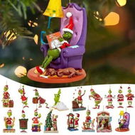 Detailed information about the product 17Pcs Christmas Tree Decoration Cute Green Grinch Christmas Hanging Ornaments Acrylic Tree Ornaments Pendant for Party Decoration