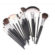 Detailed information about the product 18-Piece Nylon Hair Makeup Brush Set + Silvery Grey PU Pouch Bag.