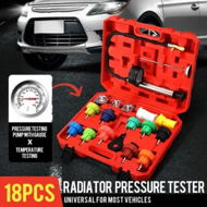 Detailed information about the product 18 Piece Radiator Pressure Tester Kit Leak Detector Universal Automotive Coolant Car Cooling System Adapter Toolbox