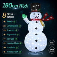 Detailed information about the product 180cm Christmas Light Snowman Decoration 200 LED Strip Home Display Outdoor Xmas Holiday House Ornament Folding 8 Flickering Effects