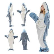 Detailed information about the product 180cm Shark Blanket Hoodie Adult Sleeping Bag Super Soft Cozy Flannel Hoodie