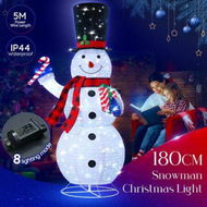 Detailed information about the product 180cm Snowman Christmas Light Outdoor Decor LED Fairy String Ornament Top Hat Candy Cane Xmas Gift Box Collapsible Figurine Holiday 8 Flash Modes