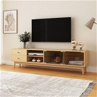 Detailed information about the product 180cm TV Cabinet Unit Stand Console Table Entertainment Bench Center Storage Shelf Oak Wooden Modern Furniture Retro Glass Doors