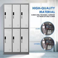 Detailed information about the product 185cm 6-Door Gym Office Lab Security Metal Locker Storage Cupboard With Heavy Duty Steel