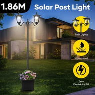 Detailed information about the product 186cm Solar Led Light Post Planter Outdoor Street Garden Security Pole Lamp Driveway Pathway Patio Yard Energy Powered Pillar Lantern Double Lights