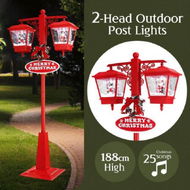 Detailed information about the product 188cm Christmas LED Lights Post Street Xmas Decoration Snowing Music Ornaments Outdoor 2 Head Lamp Path Garden Security Pole Pillar Lantern Driveway