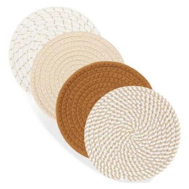 18CM Trivets for Hot Dishes, Hot pots and Pans, 4 Heat Resistant Hot Pads, Pot Holders for Kitchen, Home Essentials for Home and Farmhouse Decor, Brown