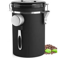 Detailed information about the product 1.8L Large Airtight Coffee Canister: Stainless Steel Coffee Bean Storage Container in Black