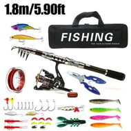 Detailed information about the product 1.8M Fishing Carbon Lure Rod Wheel Set Sea Fishing Rod Telescopic Fishing Rod Rotating Reel Travel Fresh Water Fishing Set