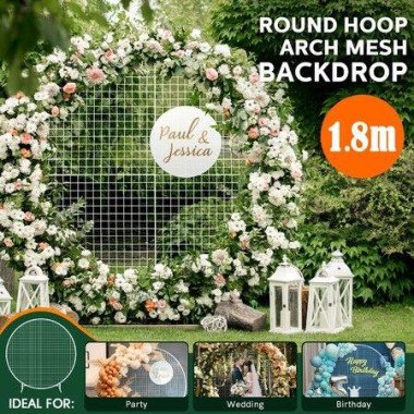 1.8M Wedding Party Arch Mesh Backdrop Stand White Round Hoop Decoration Circle Metal Frame Photo Balloon Flower Display.
