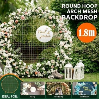 1.8M Wedding Party Backdrop Stand Arch Mesh Gold Round Hoop Decoration Circle Metal Frame Photo Balloon Flower Display.
