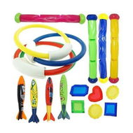 Detailed information about the product 18Pcs Diving Pool Toys for Kids, Swimming Pool Toy, Includes 4 Pool Rings, 4 Diving Sticks, 4 Bandits, 6 Treasures Underwater Swim Pool Games for Ages 8-12