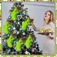 Detailed information about the product 1Pc Green Christmas Stocking Decorations,Green Elf Christmas Socks Hanging Decorations For Fireplace Christmas Tree Decorations