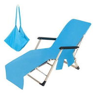 Detailed information about the product 1PC Solid Color Quick Dry Beach Chair Cover Holiday Garden Swimming Pool Lounger Chairs Cover with Storage Pocket Color Blue