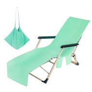 Detailed information about the product 1PC Solid Color Quick Dry Beach Chair Cover Holiday Garden Swimming Pool Lounger Chairs Cover with Storage Pocket Color Green