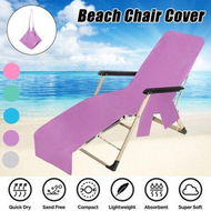 Detailed information about the product 1PC Solid Color Quick Dry Beach Chair Cover Holiday Garden Swimming Pool Lounger Chairs Cover with Storage Pocket Color Purple