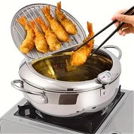 Detailed information about the product 1pc Stainless Steel Deep Fryer with Temperature Control and Oil Filter Rack Perfect for French Fries,Chicken Compatible with Gas and Electric Stoves