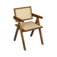 Detailed information about the product 1x Walnut Wicker Armchair Dining Chair