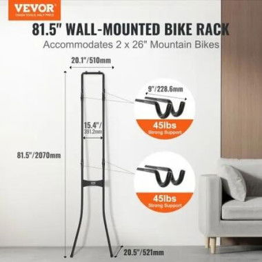 2 Bike Storage Rack Free Standing Gravity Wall Vertical Bike Rack Fully Adjustable Bike Rack Garage Sturdy Steel & Easy Assemble for Garage Living Room