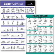 Detailed information about the product 2 Charts Yoga Poses Poster Foam Roller Exercise Routine 50x70cm No Frame