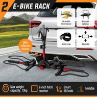 Detailed information about the product 2 Ebike Rack Electric Bicycle Carrier Hitch Rear Mount Platform Vehicle Car SUV Foldable 2 Inch Receiver Steel 73kg Mountain Bike Storage Holder Stand
