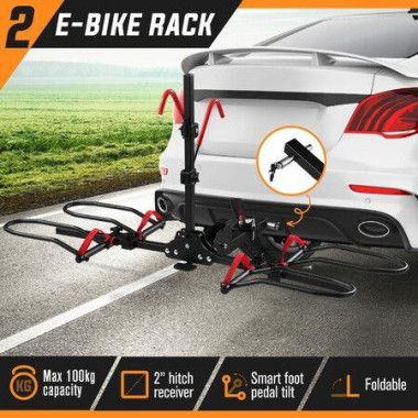 2 Ebike Rack For Car Mountain Bicycle Carrier Stand Rear Mount Storage Platform Holder 2 Inch Foldable Tilt With Lock