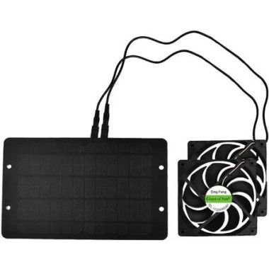 2 Fans 10W 4.7inch Dual Fans Solar Panel Kit 4m Extention Cord Energy Saving Ventilator Chicken Coop Greenhouse Shed Ventilation Cooling