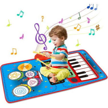 2 In 1 Baby Musical Piano Keyboard And Drum For Toddlers Early Education Portable Tactile Musical Play Mat